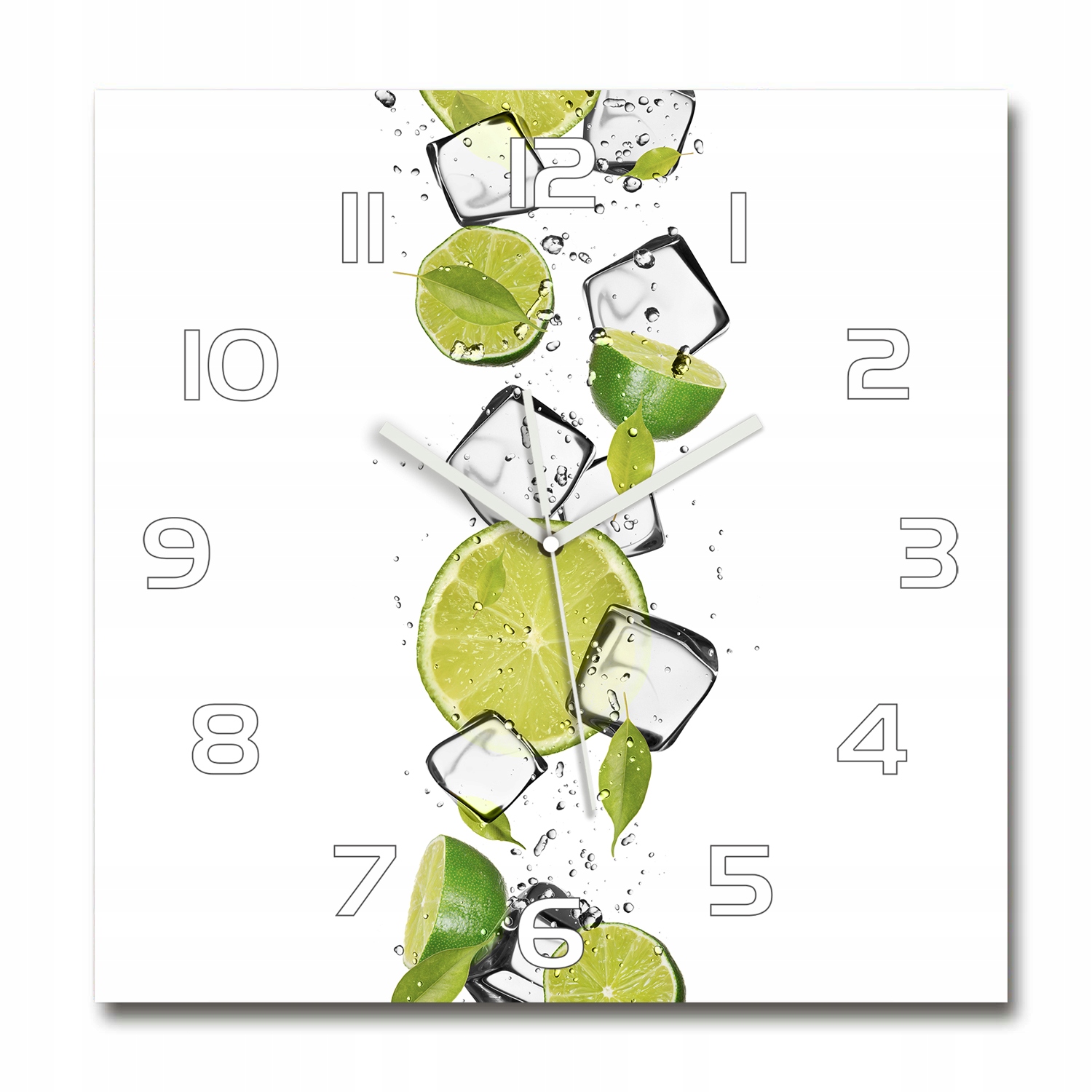 

Szklany duży zegar wiszący Limonka z lodem 60x60cm