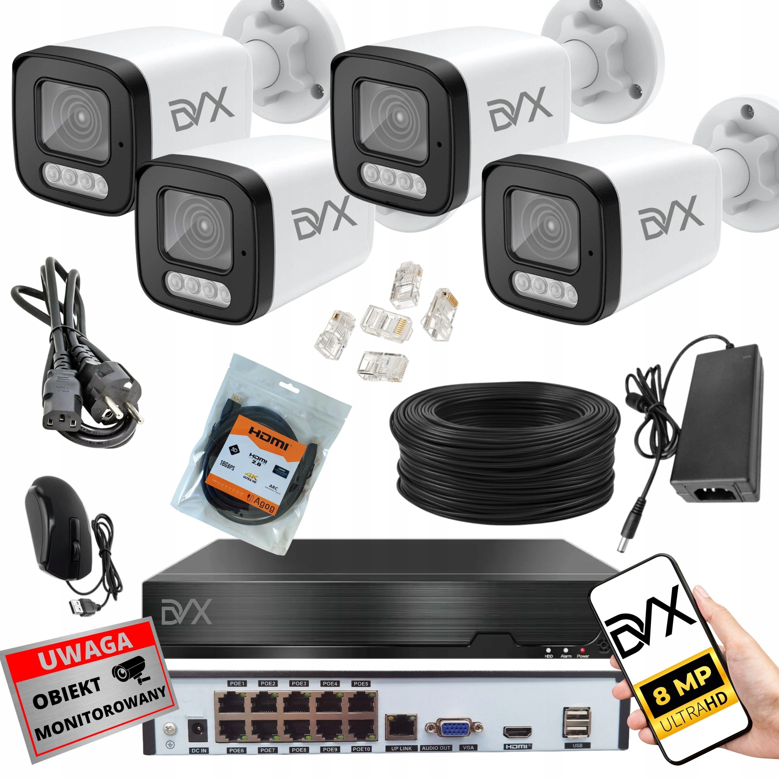Sada Kamer x4 PT8L Monitorovanie Ip Poe 8MP 4K Uhd Rekordér P10CHWIF Nvr