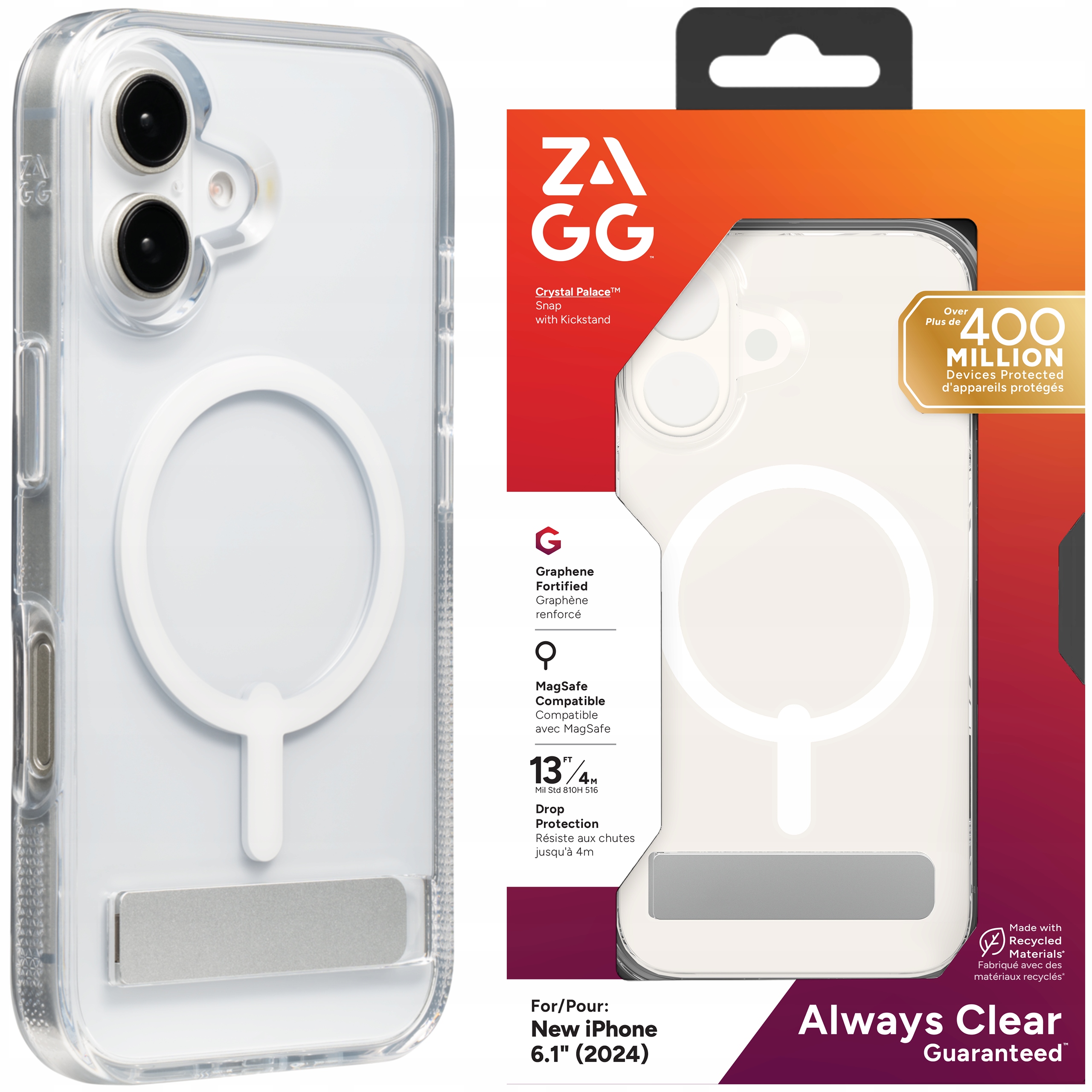 Zagg Crystal Palace Snap Kickstand Case Pouzdro s MagSafe a stojánkem pro iPhone 16