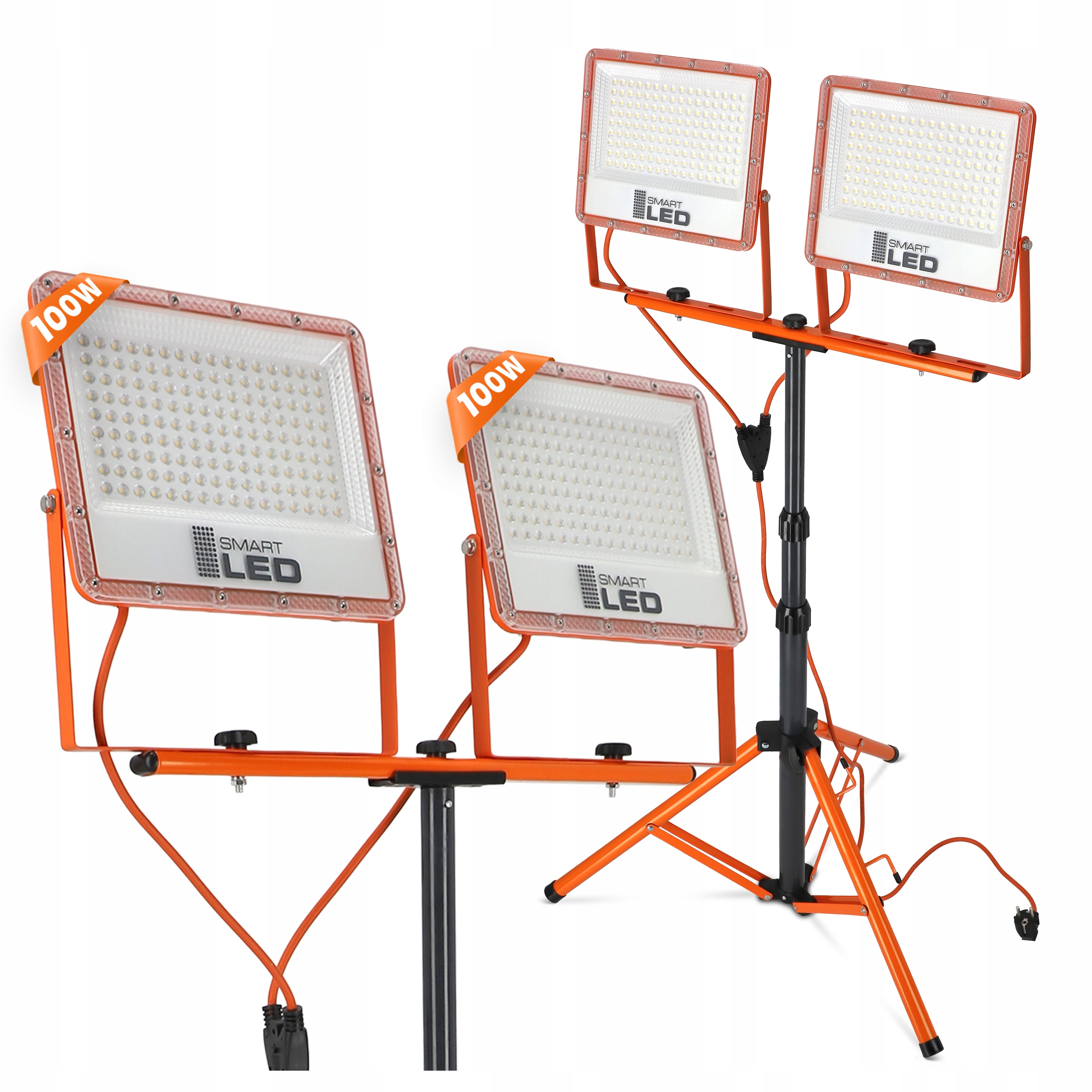 Halogen Led Stavební stativ Osvětlení 2x 100W 22000lm Lampa na stojanu