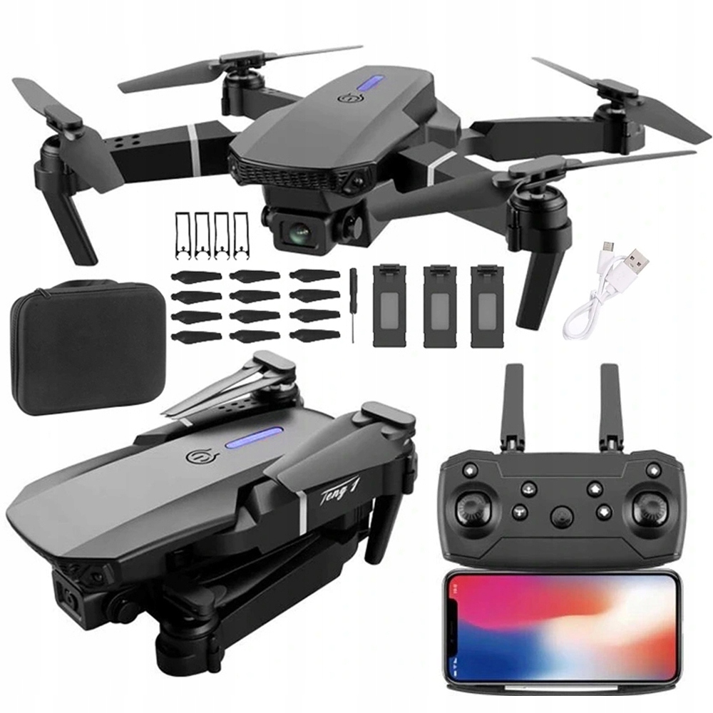 Skládací Dron S 4K Kamerou A Modrým Wifi Podsvícením, Ovládání