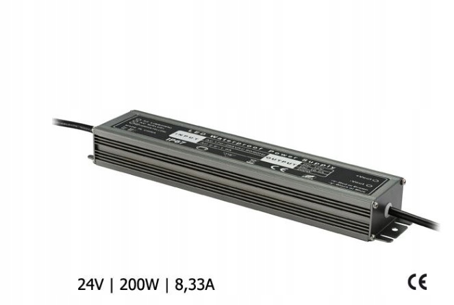 Led Vodotesný Napájací Zdroj Nextec Slim IP67 24V 8,33A 200W Pre Led Pásky
