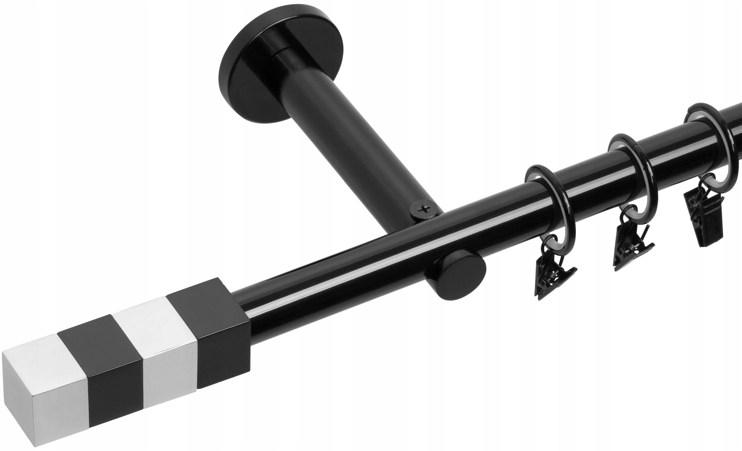 

Karnisz Pojedynczy Czarny Biały Połysk 19mm/240 cm