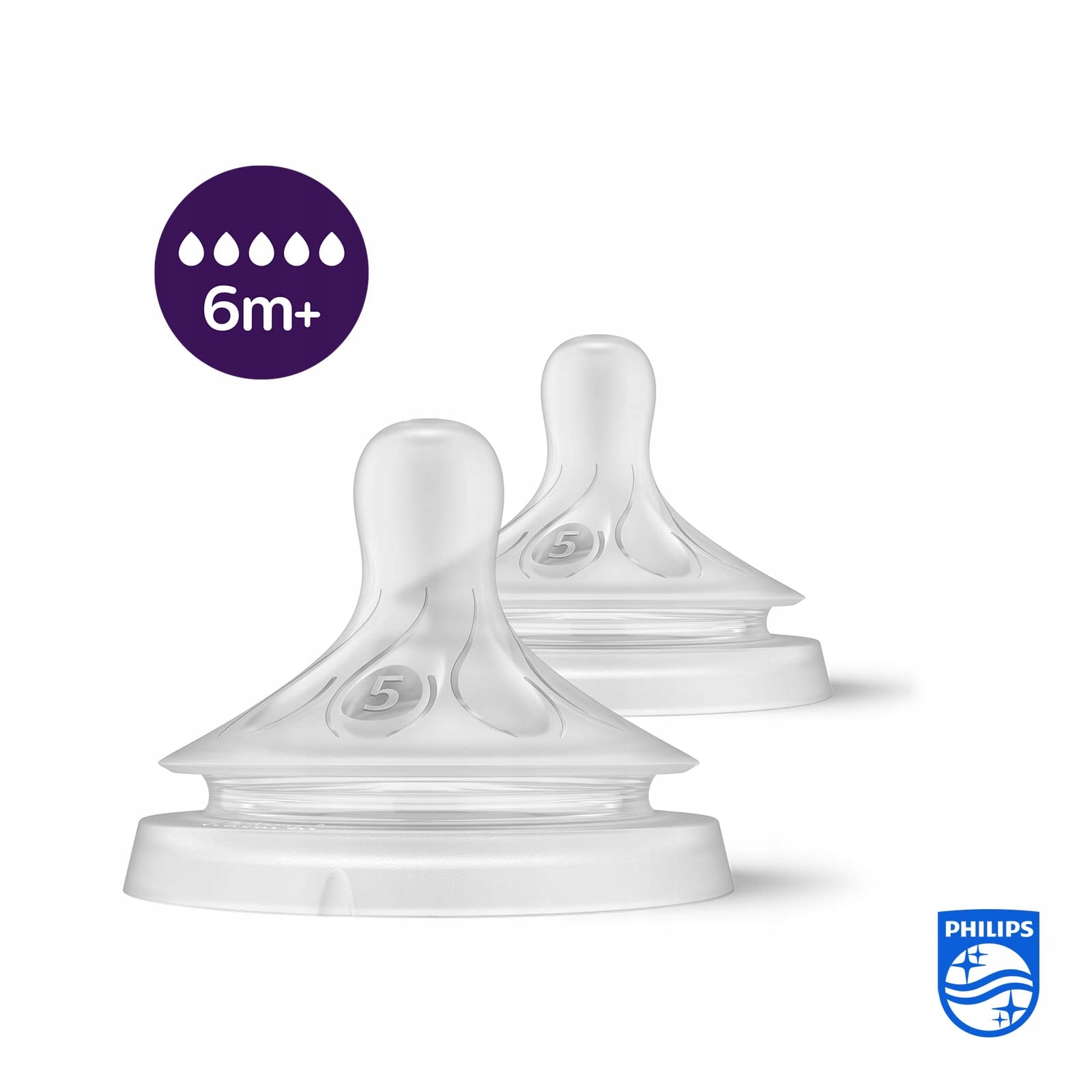 PHILIPS AVENT Smoczek Naturalny 2x Do Butelek Dla Niemowląt BPA Free 6m+ — miniatura 2