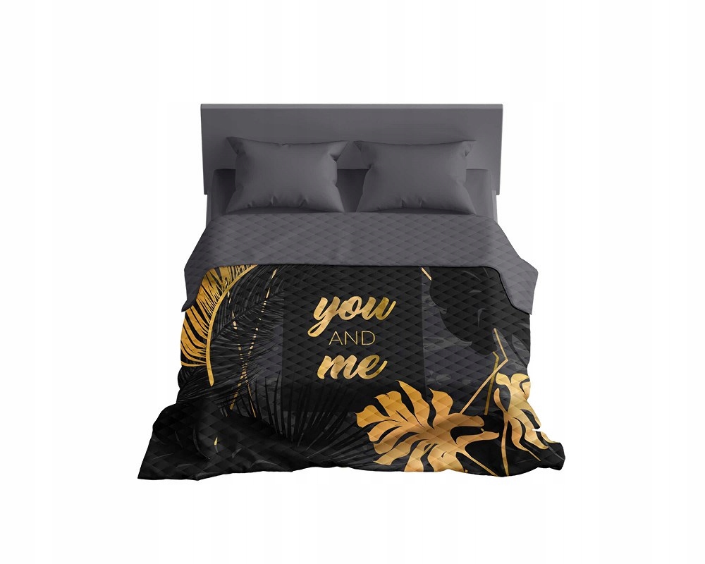 Přehoz na postel 220x240 černý šedý zlatý you and me Holland
