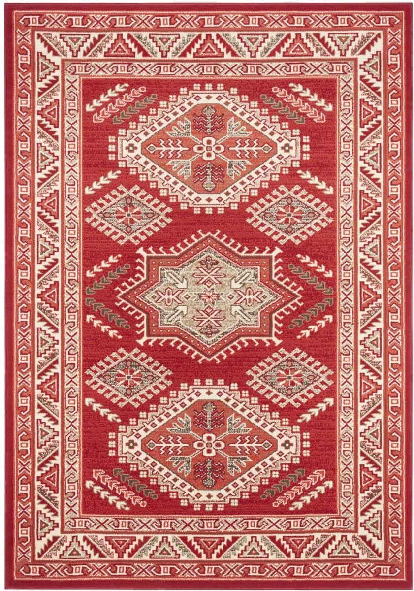 Tradičný koberec 200 x 290 cm do obývačky, červeno-krémový s mäkkými vlasmi