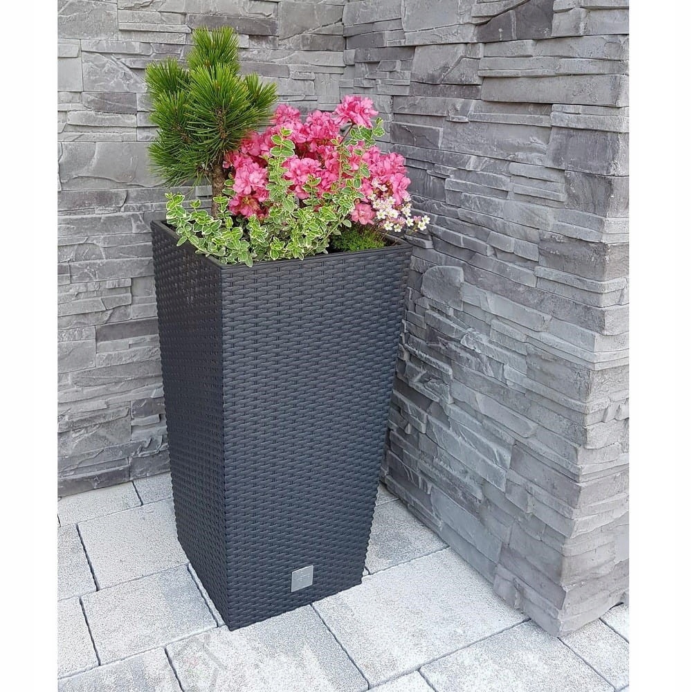 DONICZKA DONICA ZEWNĘTRZNA Rattanowa ANTRACYTOWY Z WKŁADEM OSŁONKA WYSOKA Pojemność 26.6 l