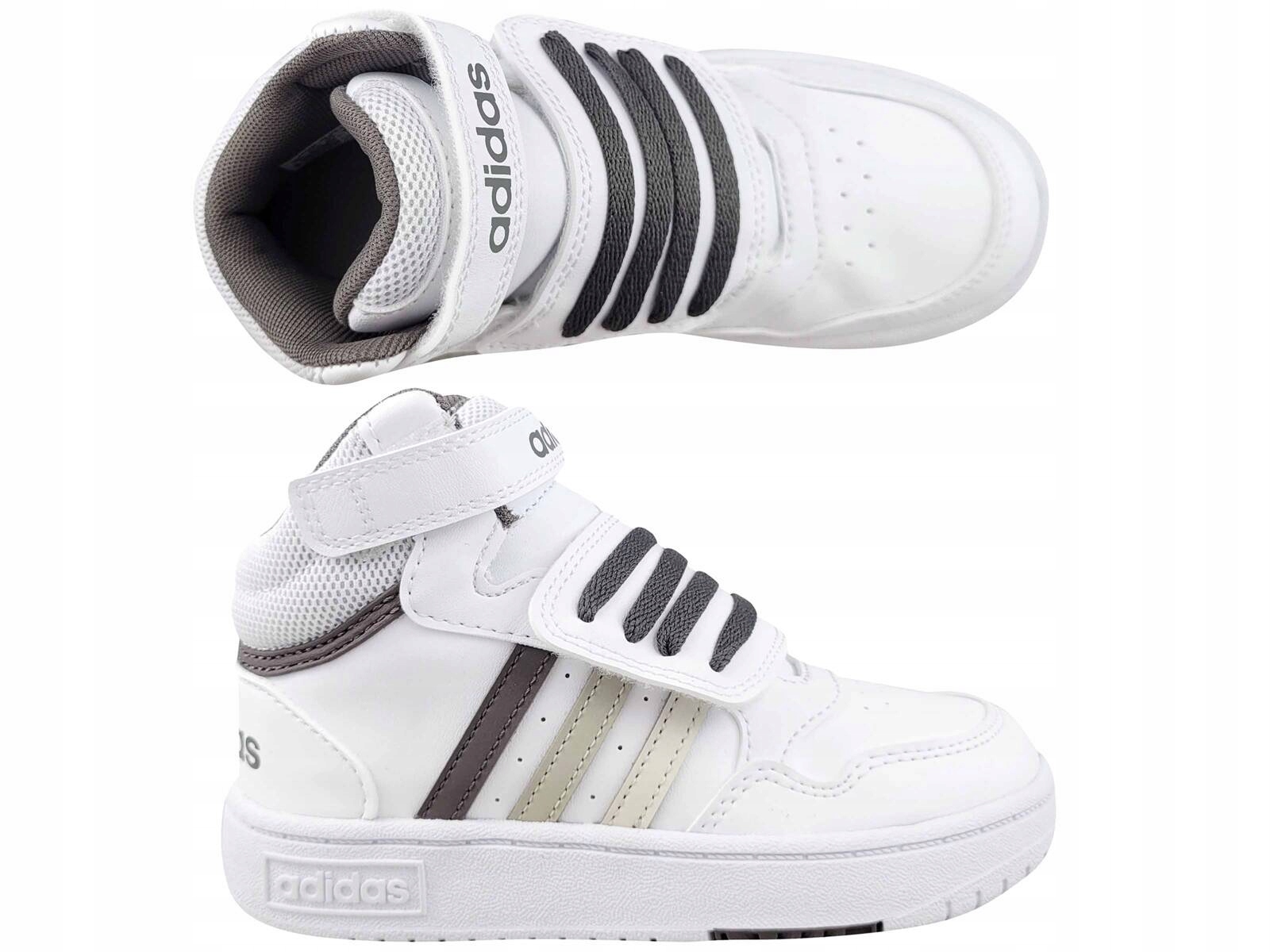 Adidas Hoops MID 3.0 IH7904 Buty Dziecięce Wysokie Białe Na Rzepy Gumkę