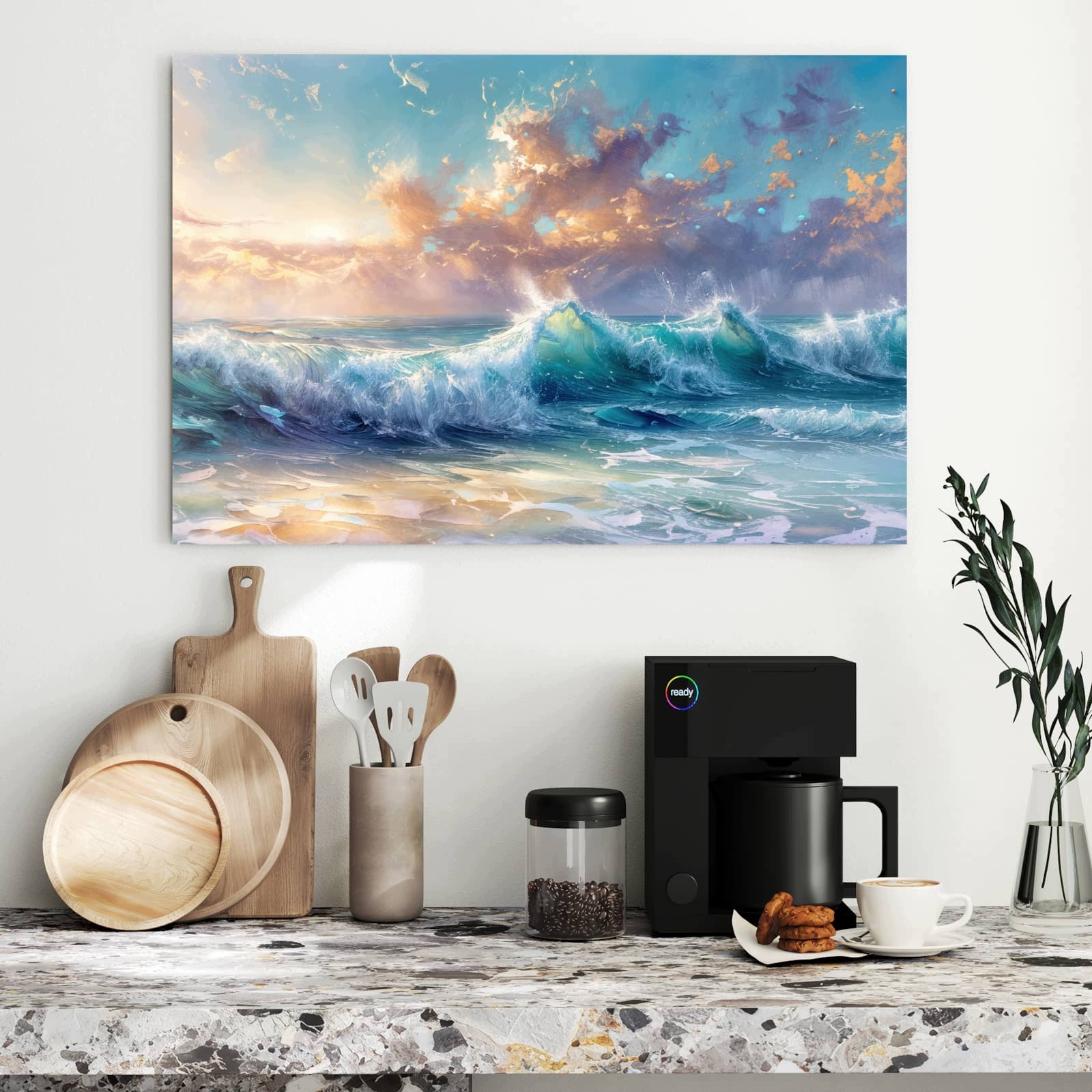 Magnetická tabule Vlny oceánu Východ slunce 90 × 60 cm
