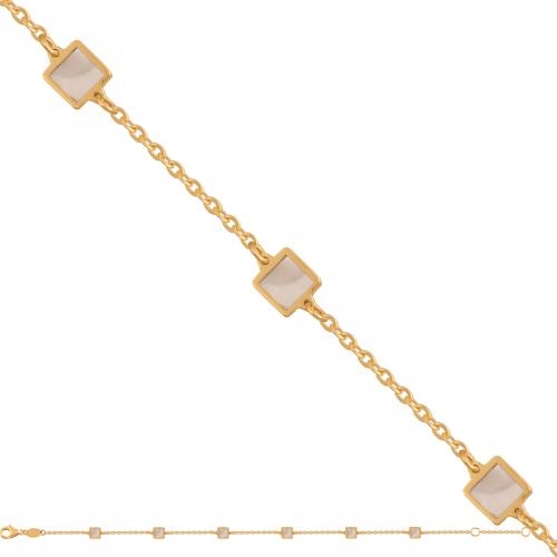 Zlatý náramek 585 na řetízkovou nohu, 3 prvky, perleťová hmota 22-24 cm