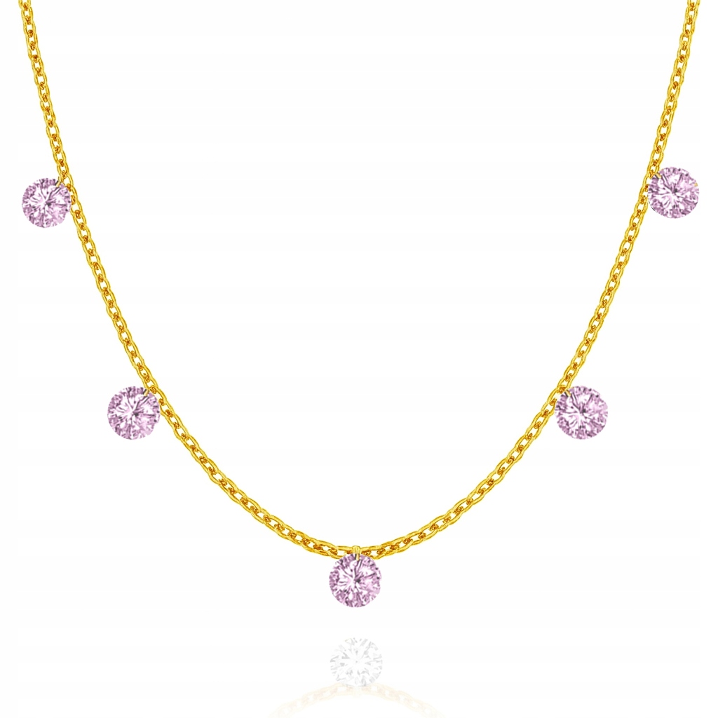 Pozlacený Náhrdelník Růžové Zirkony Choker PR.925 40 cm