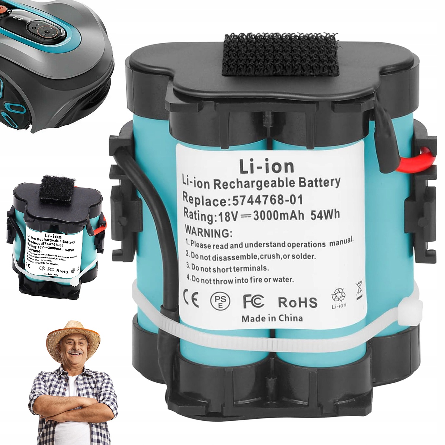 Akumulátor 18V 3AH 54W Li-ion Pro Gardena R38LI R40LI R50LI R70LI