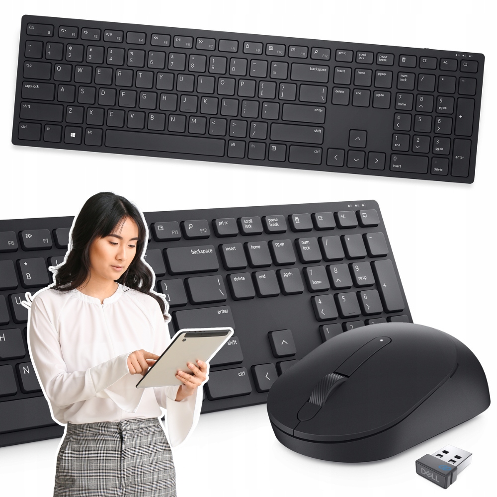 Set Klávesnice a bezdrátová myš pro práci počítačové kanceláře Dell