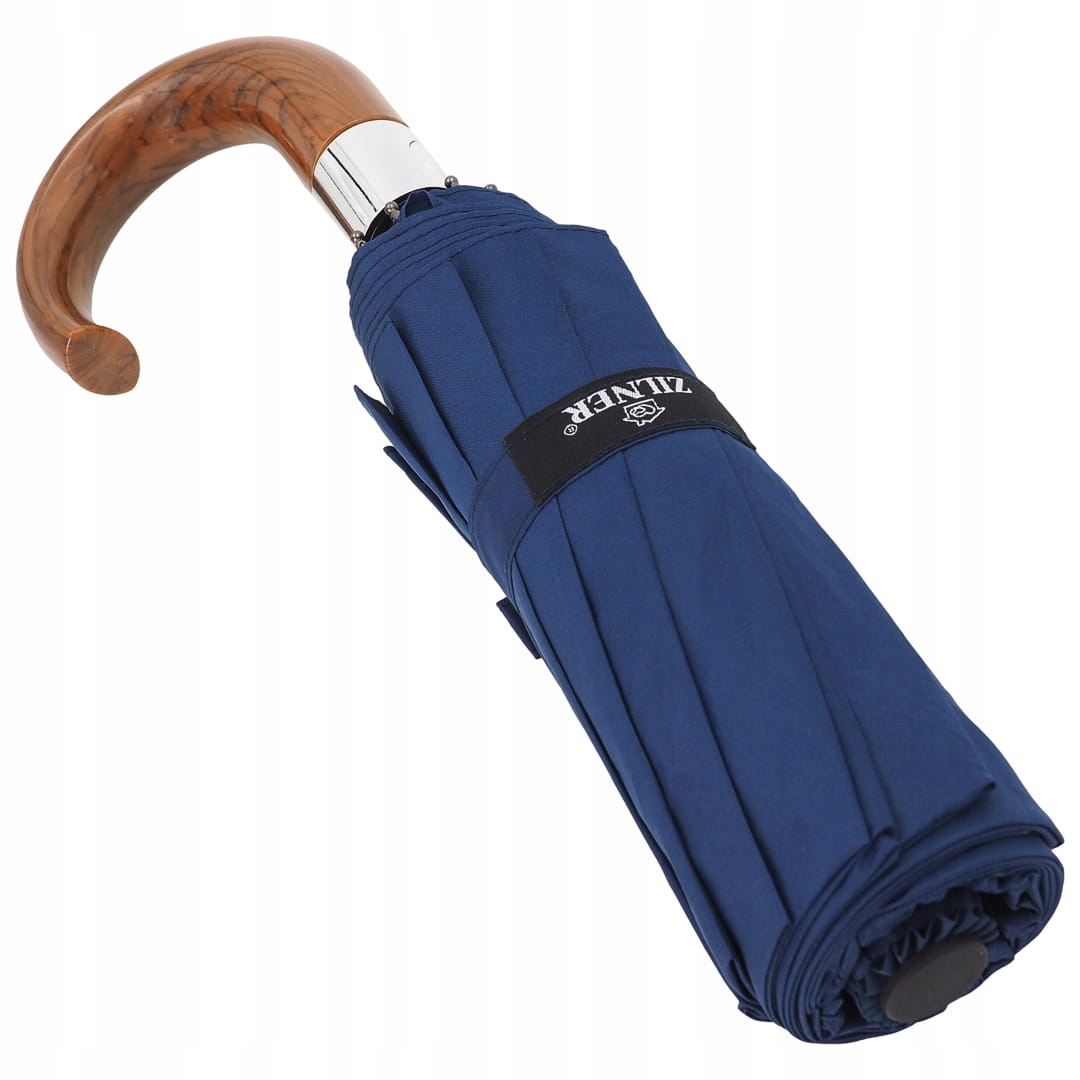 PARASOL GRANATOWY DUŻY Z ZAGIĘTĄ RĄCZKĄ AUTOMAT Kolekcja Elegancki