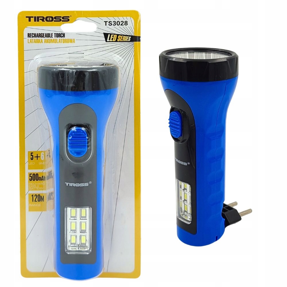 Latarka ręczna 7xLED akumulatorowa z wtyczką i lampą boczną Led Cob 150m