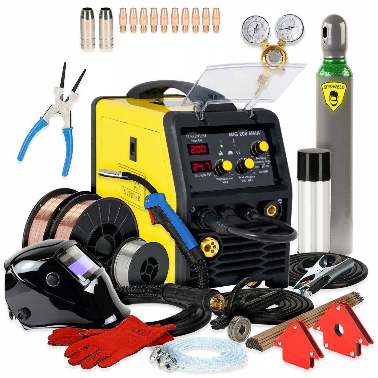 Spawarka inwerterowa Mig/mag Mma Tig 200A Magnum Mig 208 Mma Nv Igbt zestaw