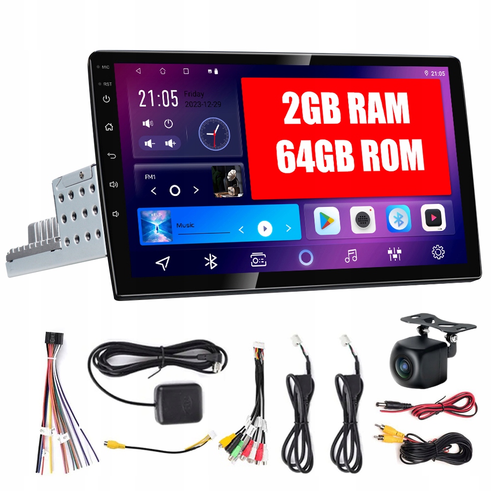 RADIO SAMOCHODOWE ANDROID 1DIN 9'' CARPLAY ANDROID AUTO DSP WIFI 2GB/64GB