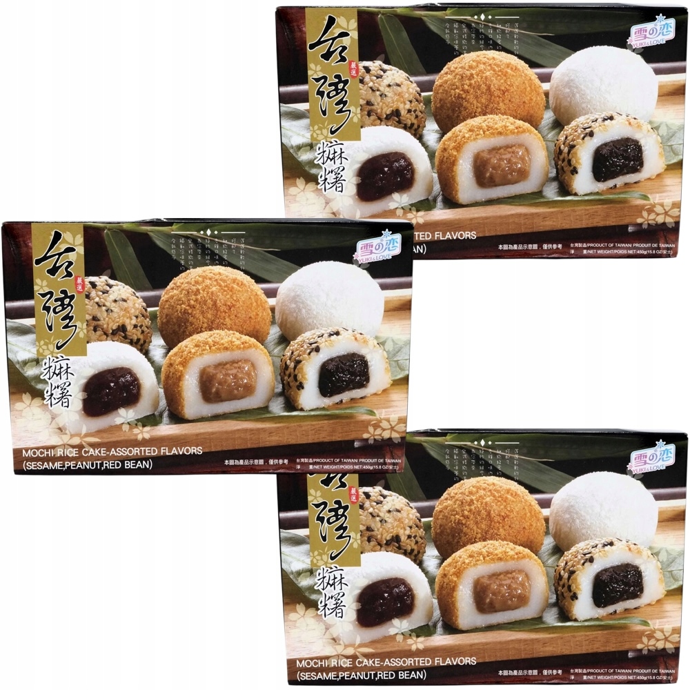 3x Ciasteczka Ciastka Ryżowe Mochi Różne Smaki Mieszane Mix 450g Yuki Love