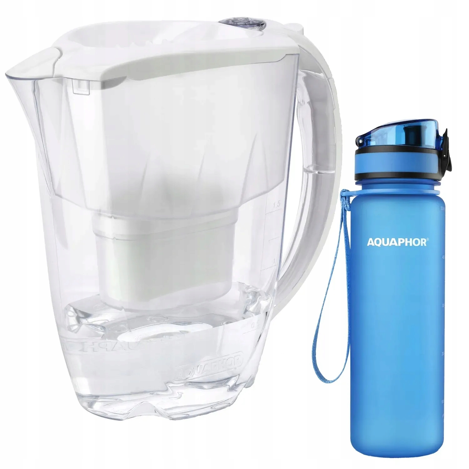 Zestaw Aquaphor Amethyst 2,8 l biały butelka City 0,5 L niebieska