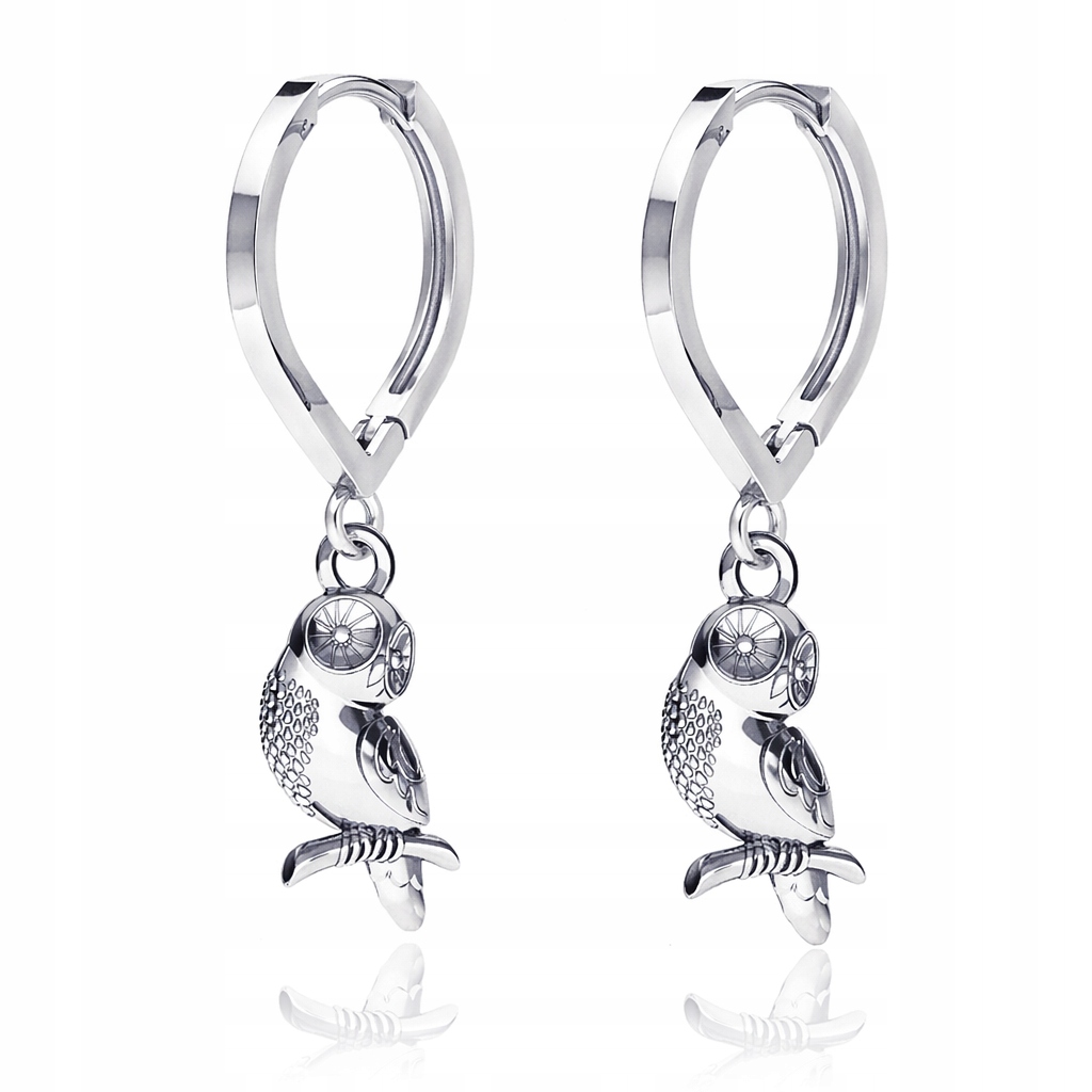 Stříbrné náušnice Anglická sova Bigiel Stříbro 925 Symbol poznání a moudrosti