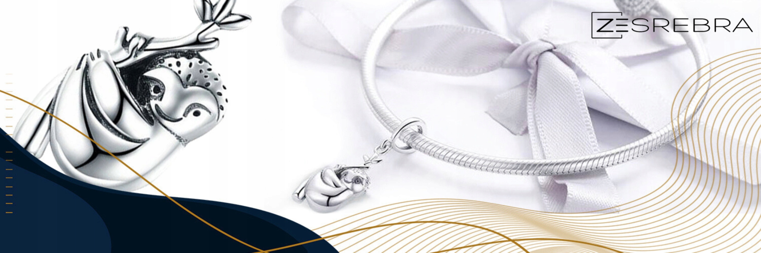 CHARMS srebro 925 LENIWIEC zawieszka koralik beads srebrny prezent Kamień Bez kamienia