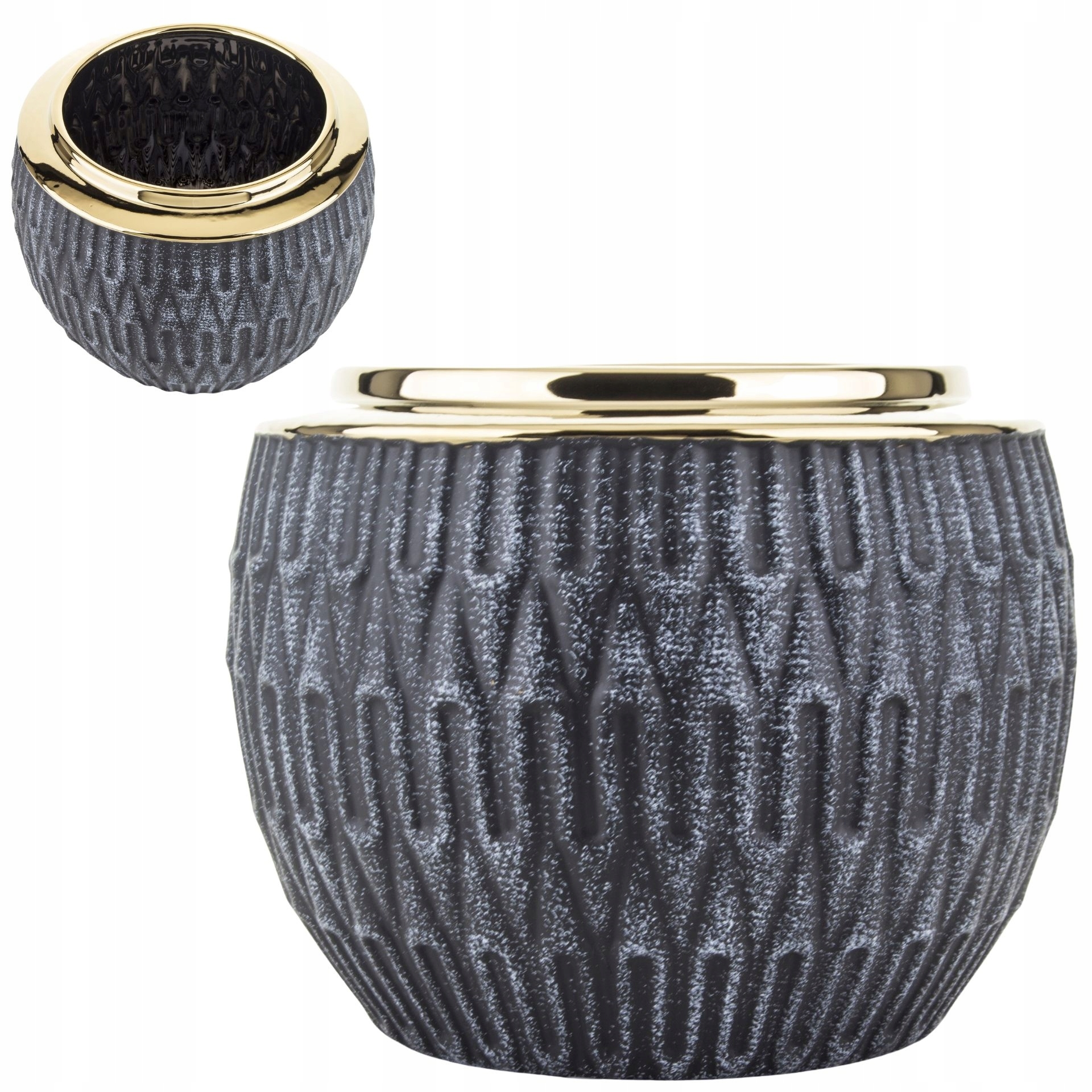 

Osłonka na doniczkę Ceramiczna czarna złota Ø19cm