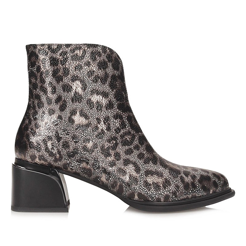 Stylové dámské kotníkové boty na podpatku S.Barski CR52-622 Blk Gold