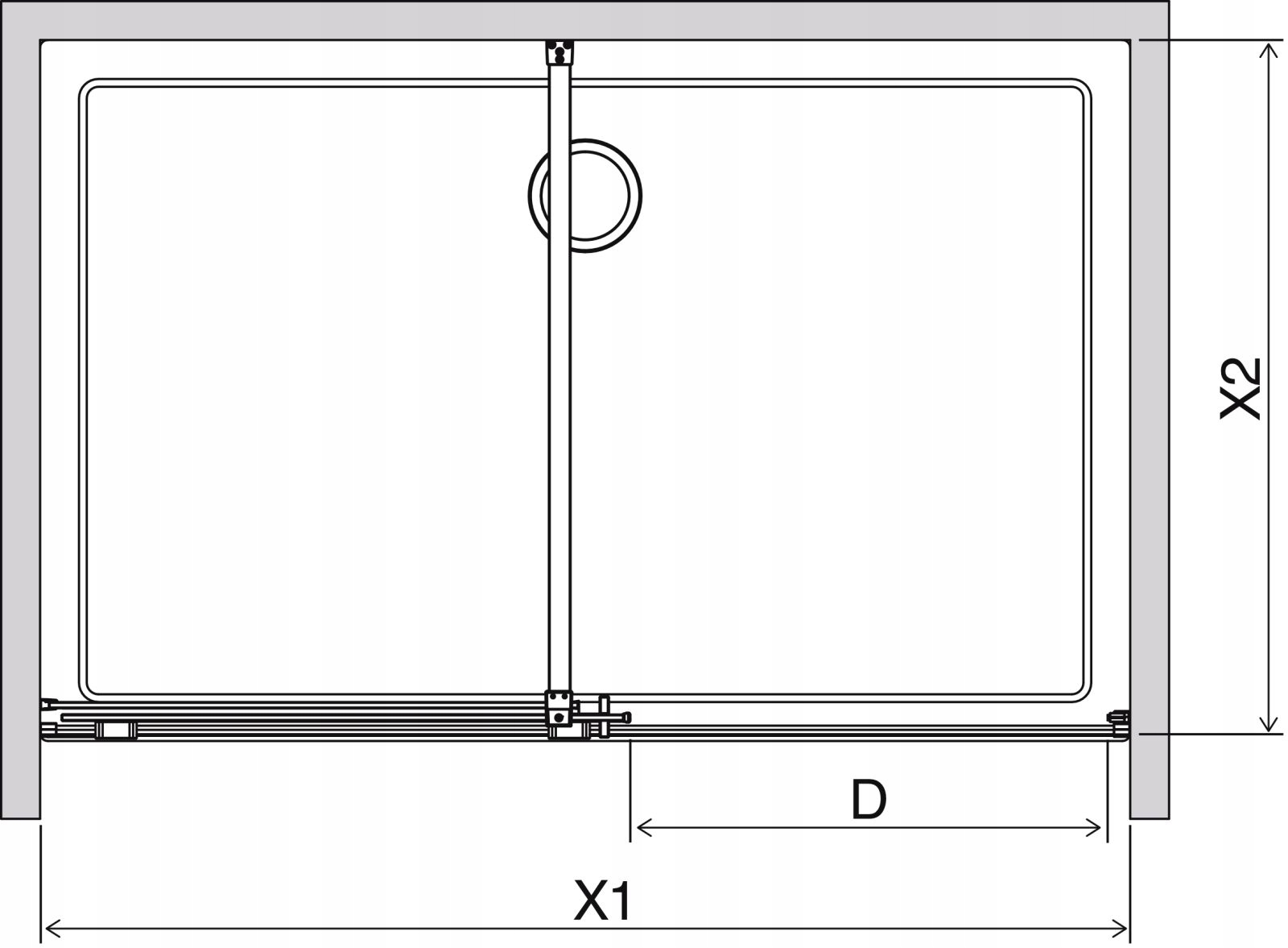 Drzwi prysznic przesuwne złote 120 L szkło grafit Wysokość produktu 200 cm