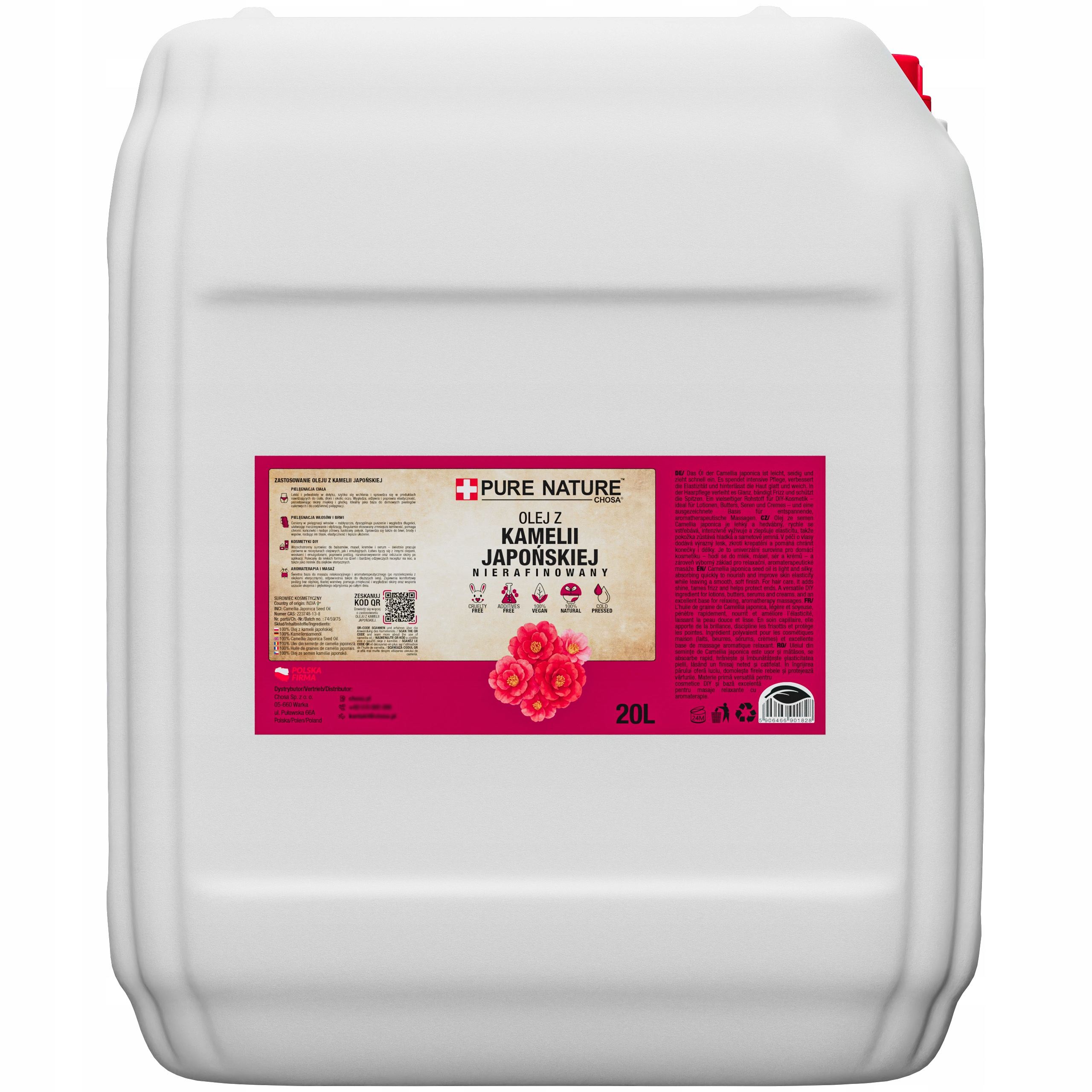 Tsubaki Olej Z Japonské Kamélie Přírodní Nerafinovaný Za Studena Lisovaný 20 l