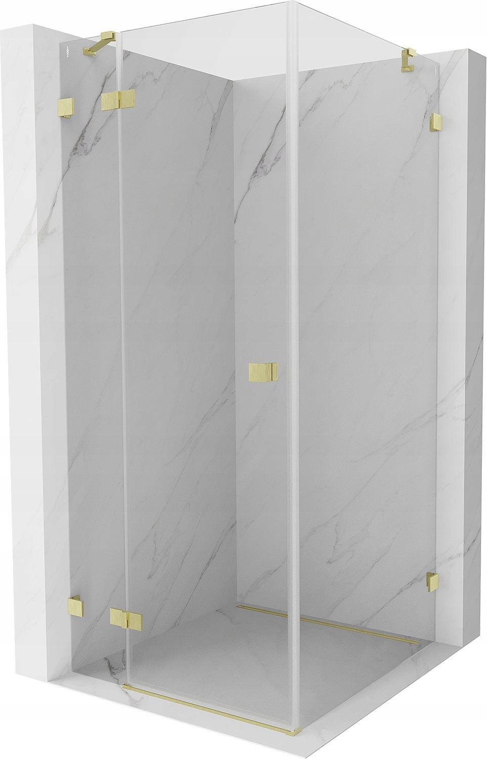 Mexen Lunar Kabina Prysznicowa Lewa 70X70 CM Transparent Złota Szczotka