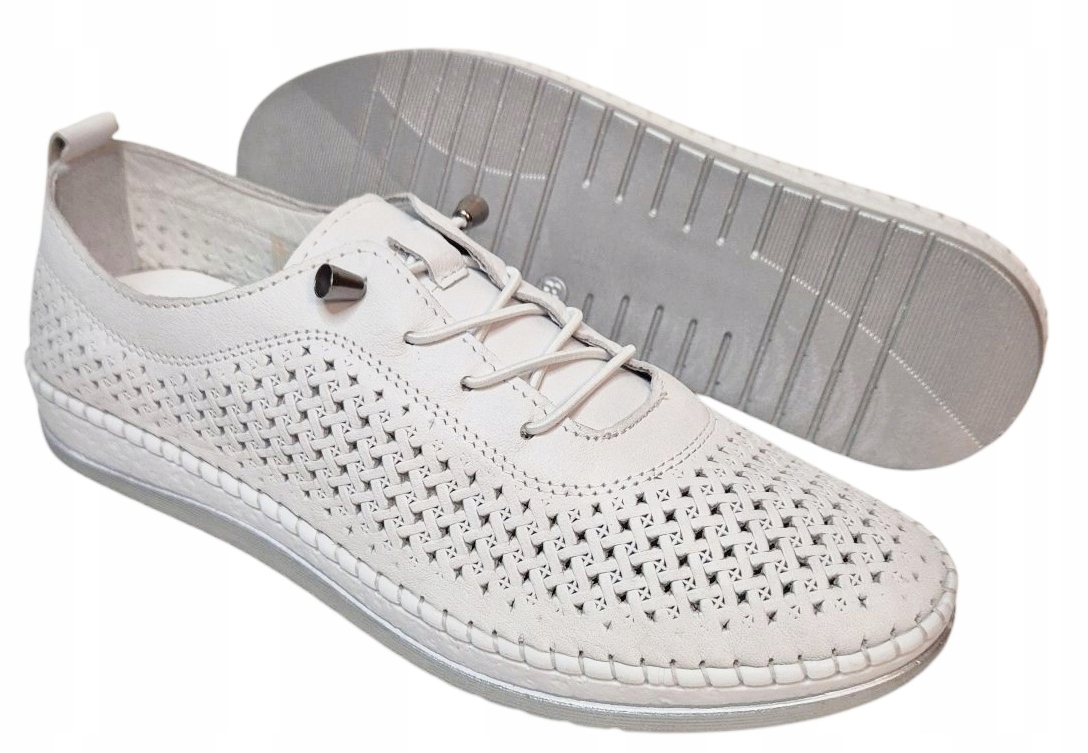 Modo 1800 Bílé polobotky lehké/ažurové kůže/lico vel. 37