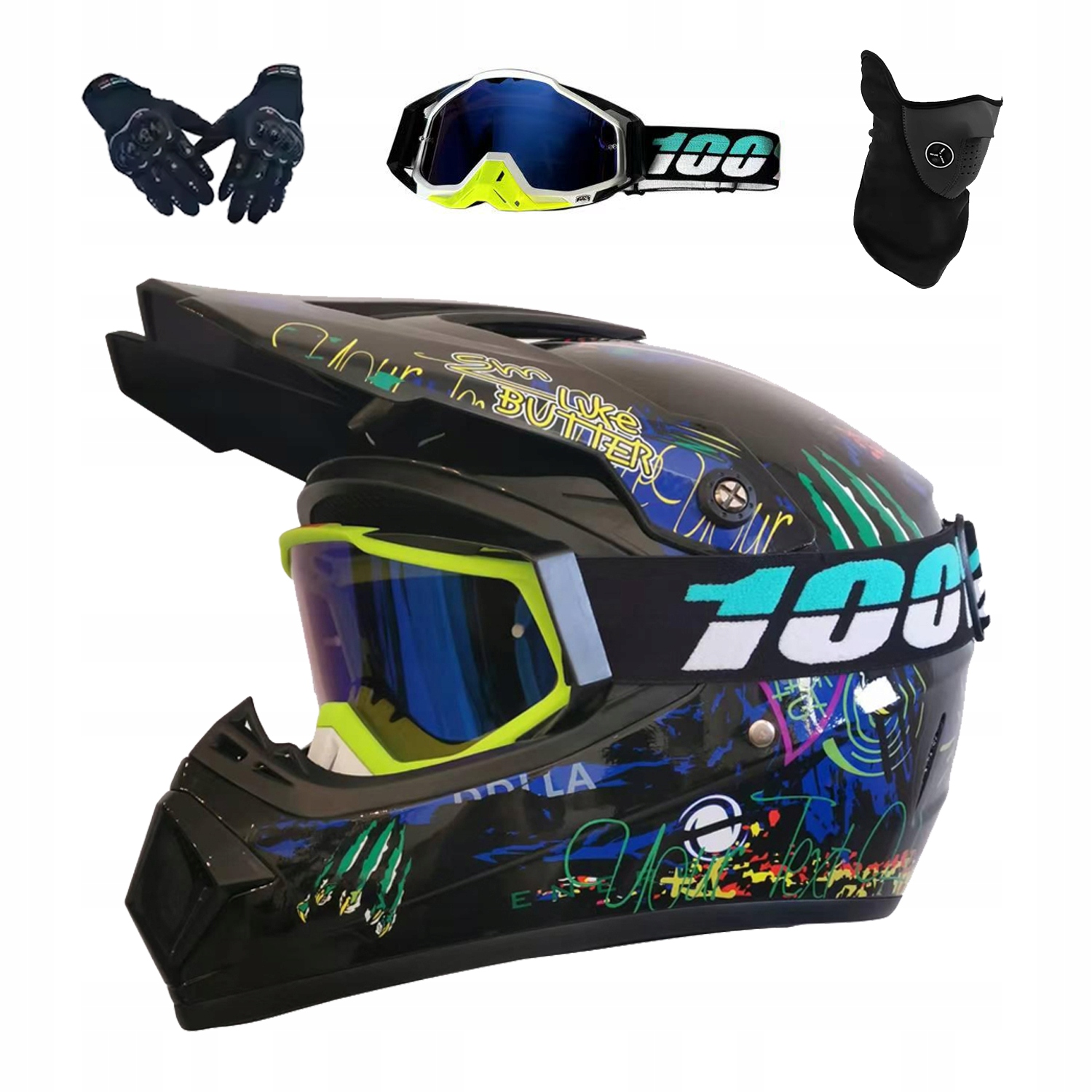 Helma Na Elektrickou Koloběžku Cross Enduro Quad Bmx Helma Brýle Rukavicexl