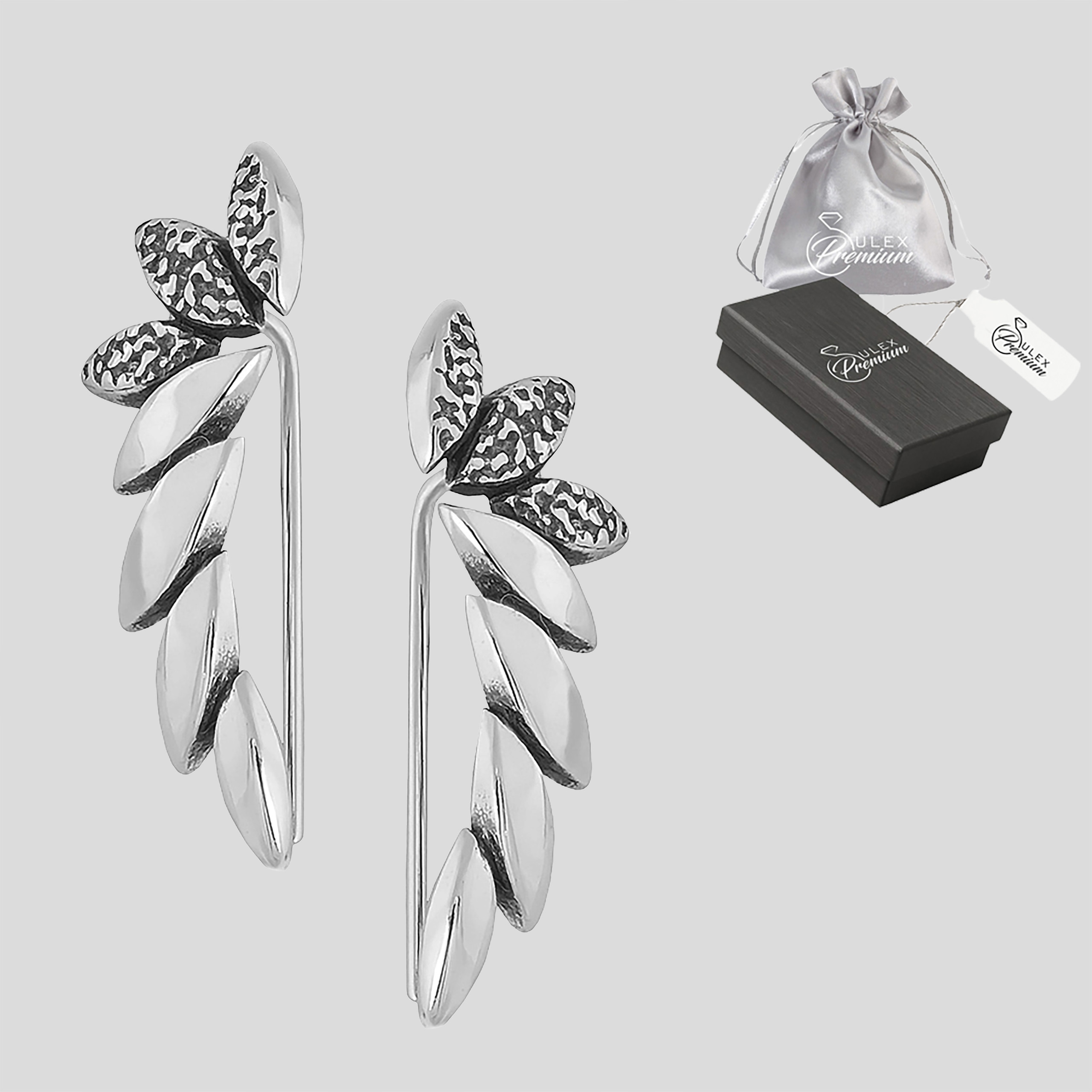 Stříbrné ryzost 925 Náušnice Křídla Huzarka Elegantní Moderní