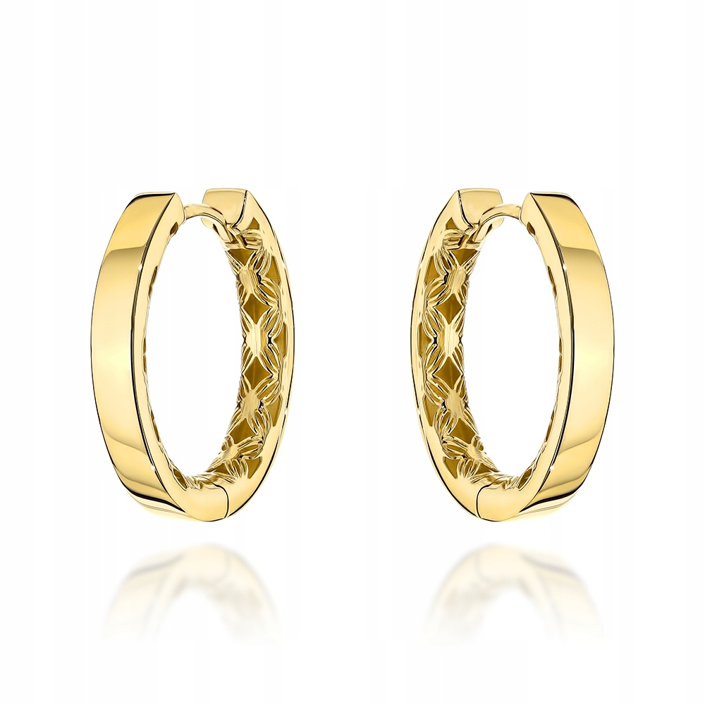 zlaté kruhové náušnice 585 ažurový interiér 2.9 g leštěné bez kamenů