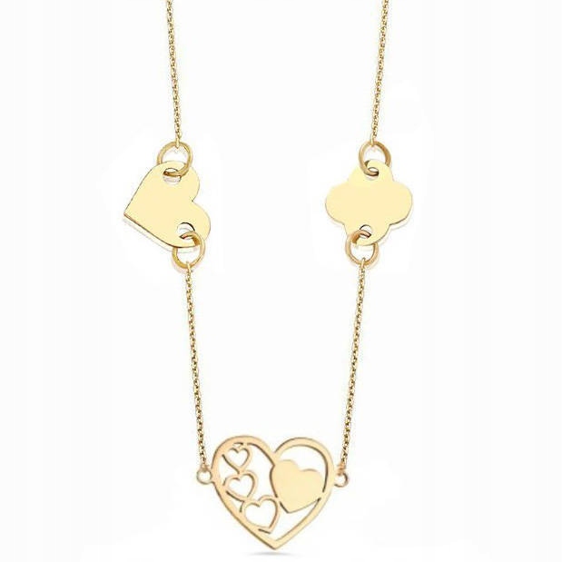 

Złoty naszyjnik 585 Celebrytka Serce Koniczynka