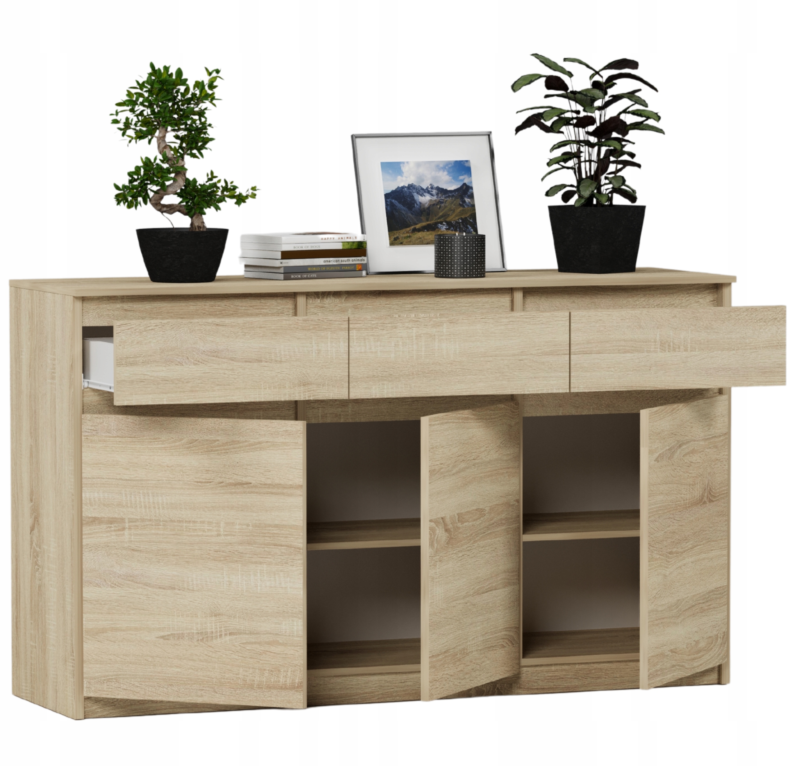 KOMODA 98CM SZAFKA 3 SZUFLADY SONOMA S3