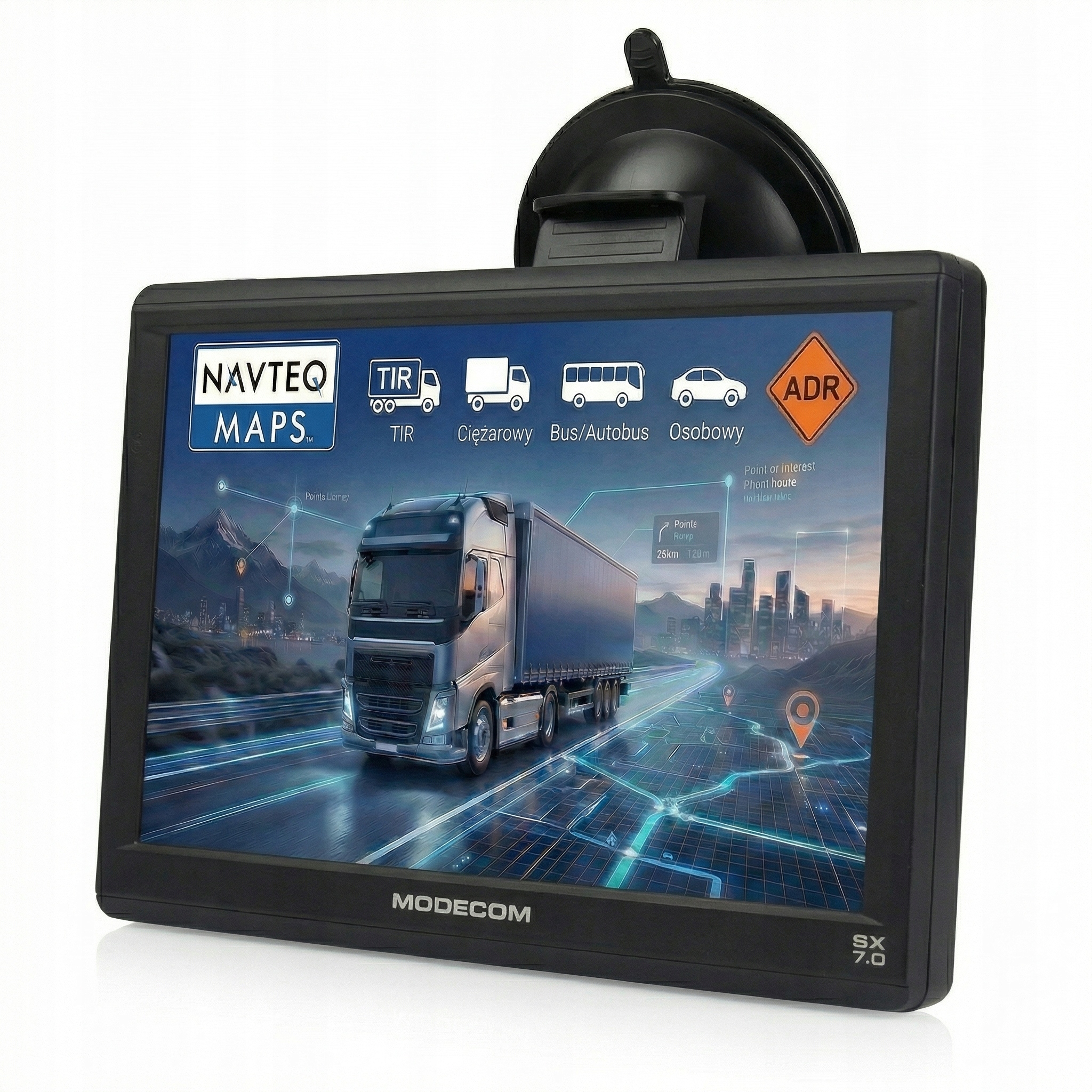 Navigace 7 palců pro nákladní vozidlo Modecom Sx 7.0 mapy Tir Bus Fotoradary 2026