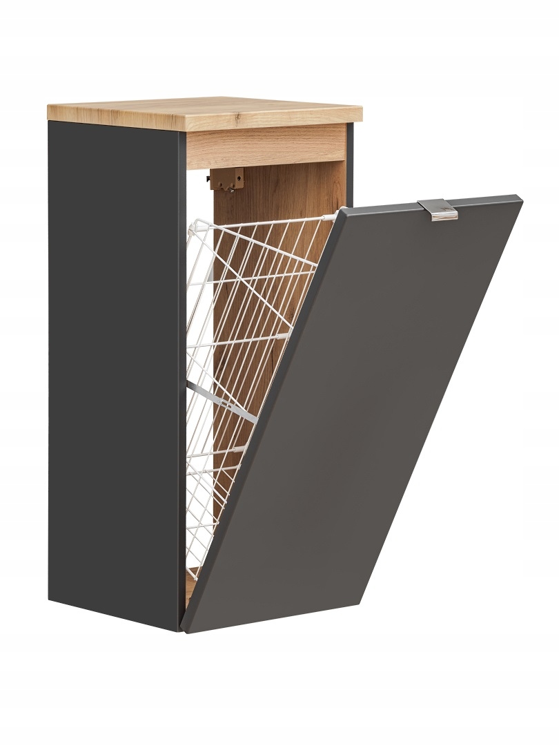 SZAFKA ŁAZIENKOWA NISKA Z KOSZEM CAPRI BLACK Głębokość mebla 35 cm
