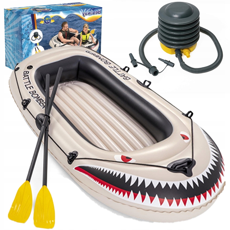 DUŻY Wytrzymały PONTON KAJAK Wodny + WIOSŁA POMPKA Kod producenta 4071