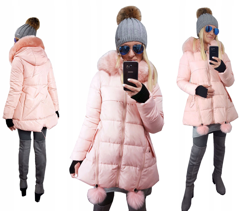 

Asymetryczna Kurtka Parka Gwiazda Kaptur Futerk Xs