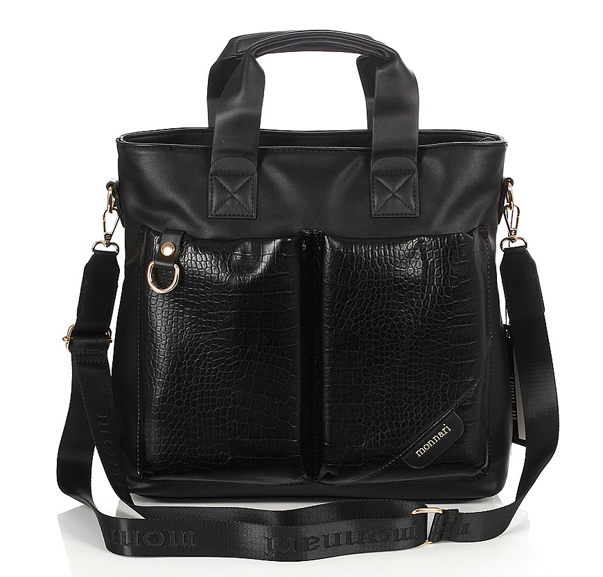Monnari Pakowna torebka shopper Dużo Kieszonek Rączki Pasek Krokodyl