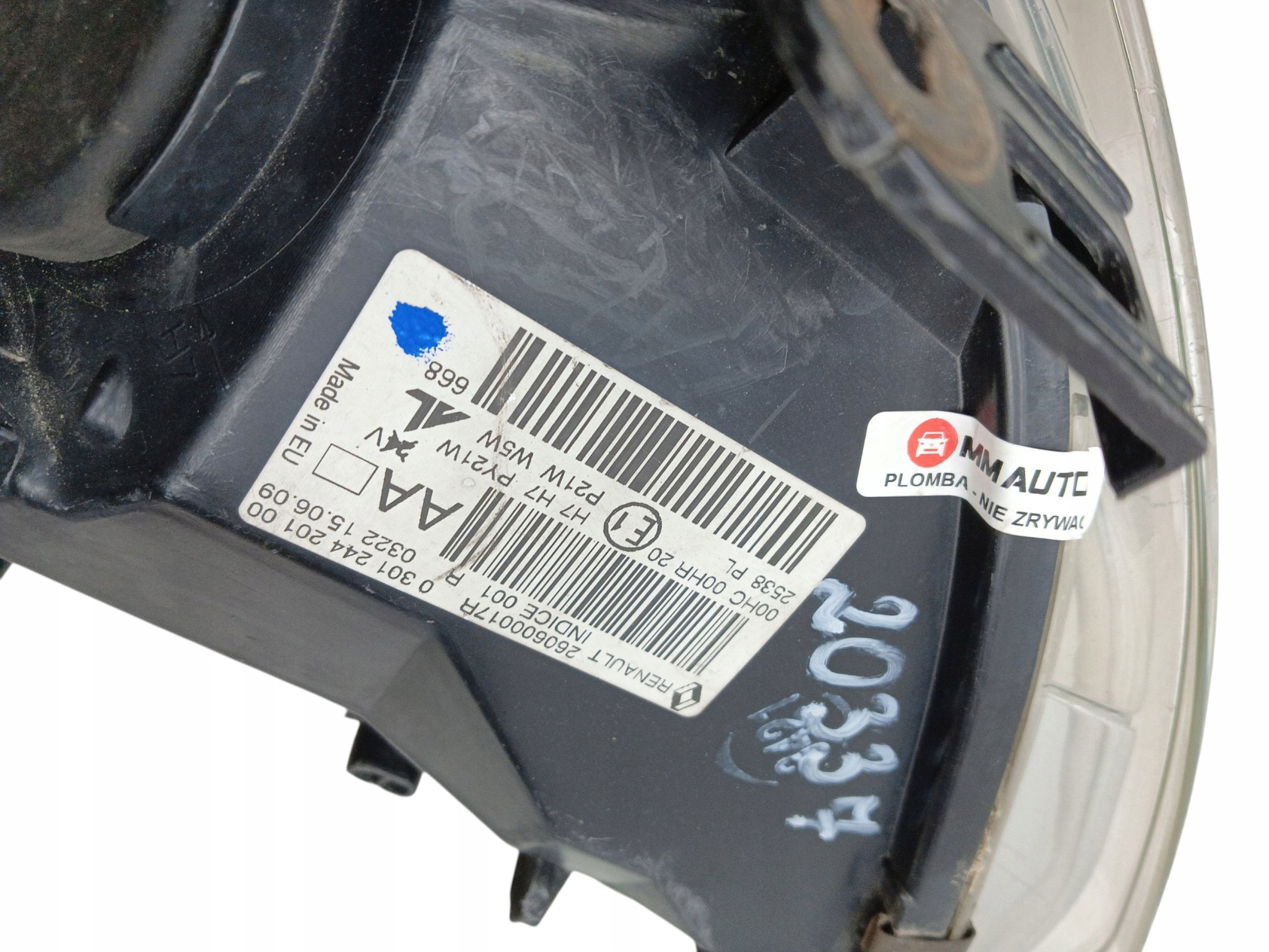 light REFLEKTOR left front RENAULT MEGANE III (2008-2011) 260600017R EUROPA