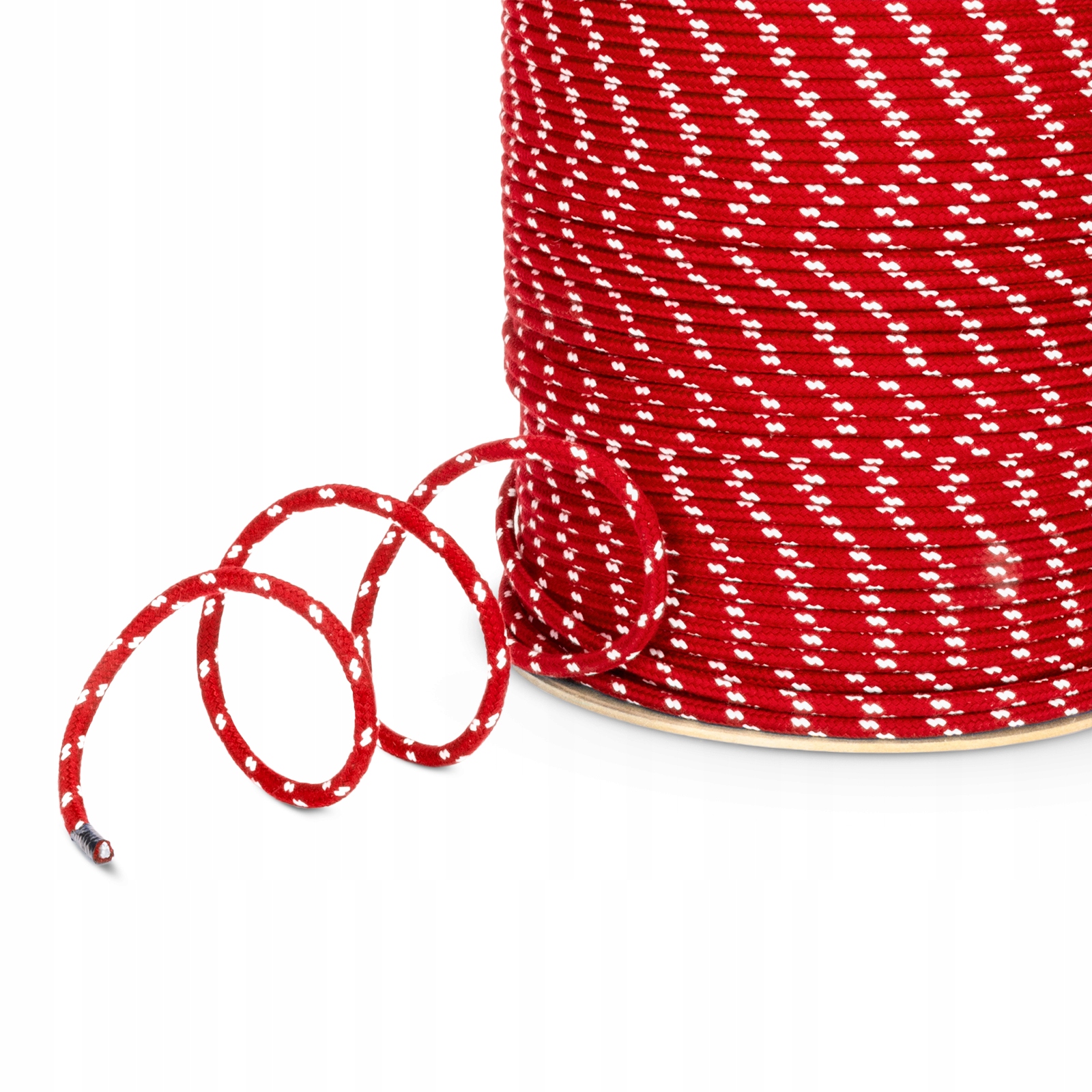 Polyesterové vlnité lano Elana 8 mm červené s bílými skvrnami 200 m