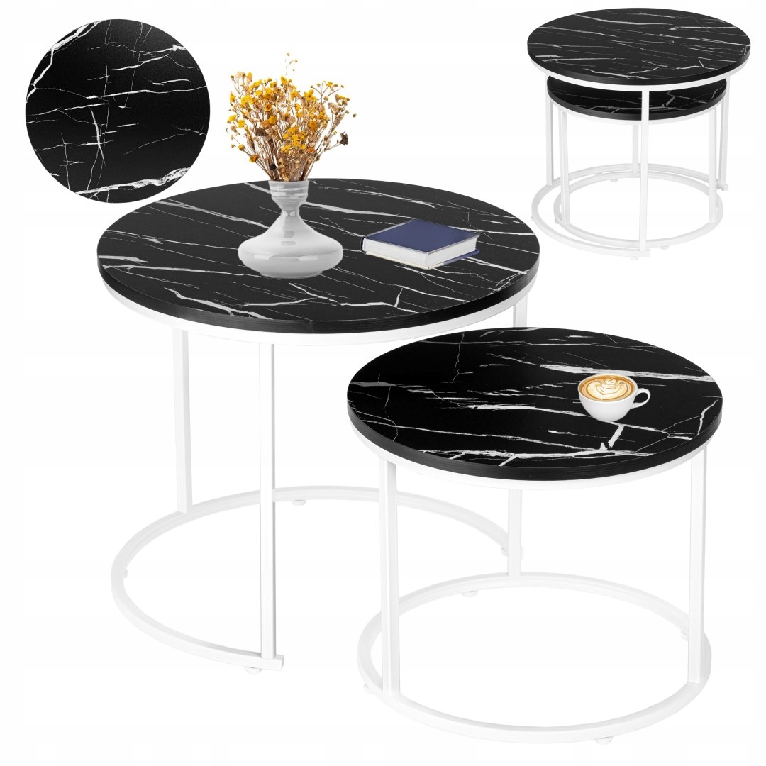 Sada dvou stolků Bílý Galen Small Černý mramor