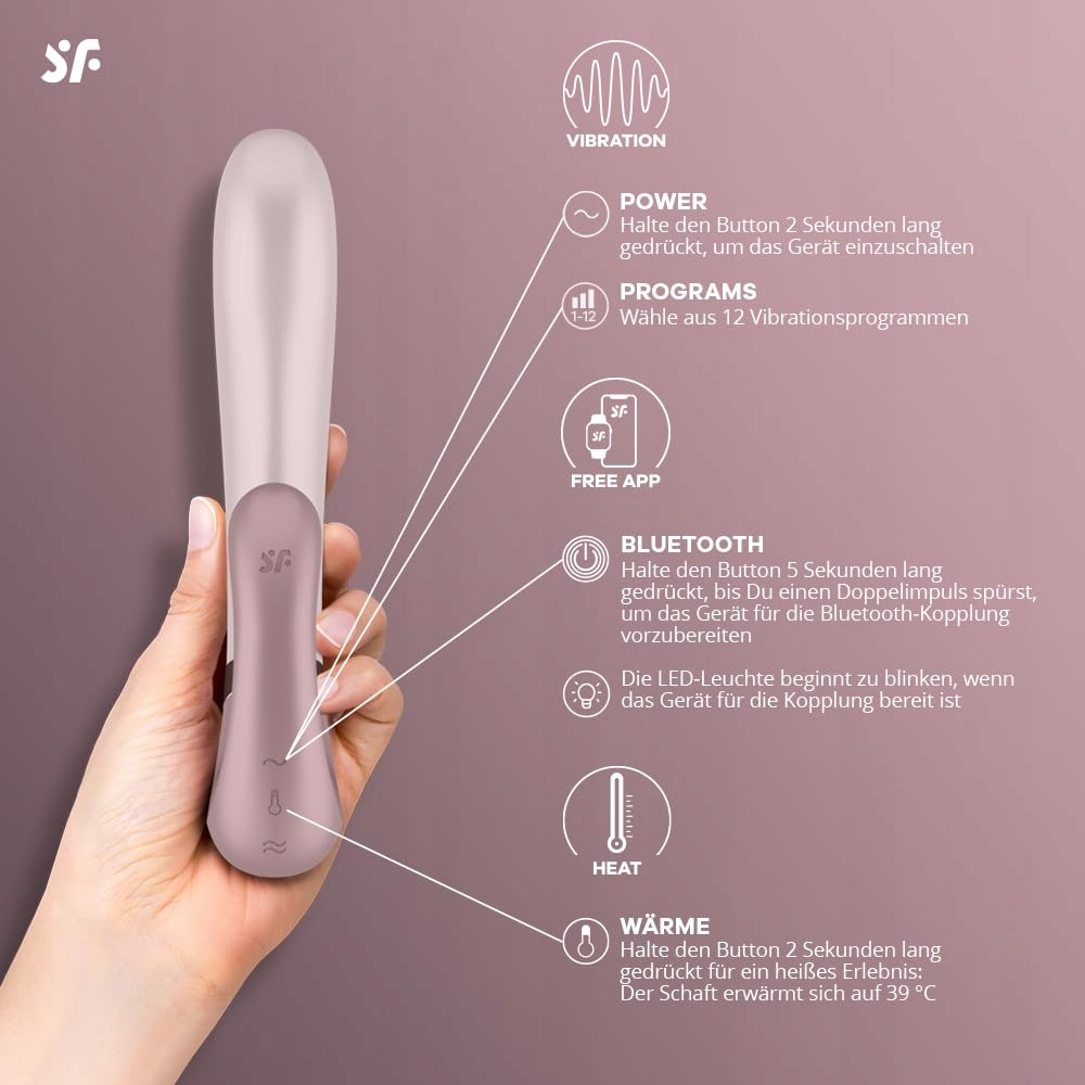 Satisfyer Heat Wave Bluetooth Wibrator Króliczek z Funkcją Ciepła Wersja 1 — miniatura 3