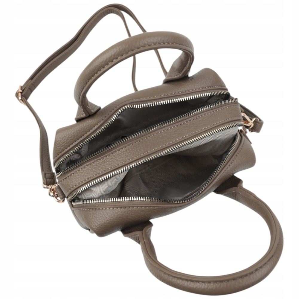 TOREBKA DAMSKA NA RAMIĘ LISTONOSZKA skóra ekologiczna TAUPE Kolor beżowy