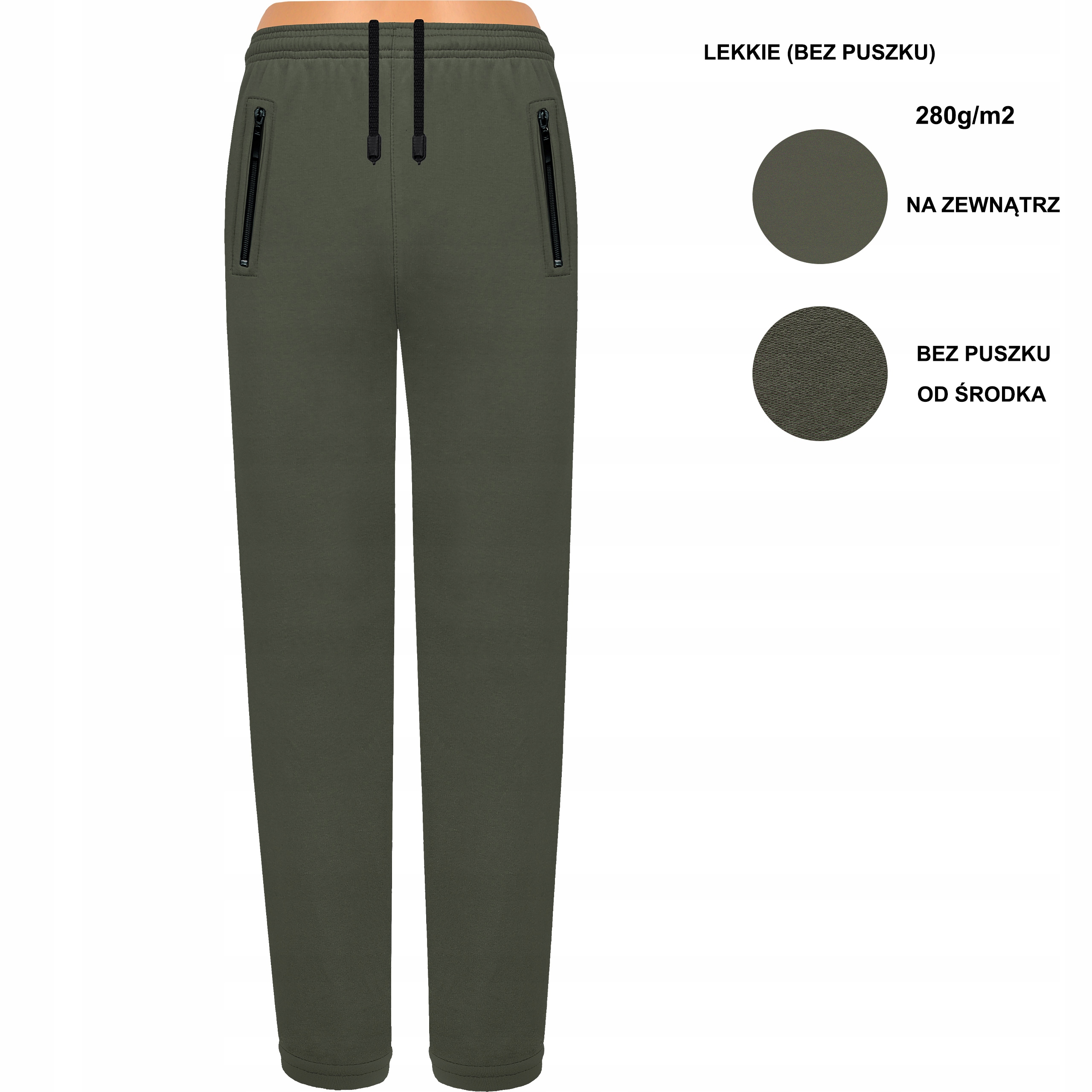 Spodnie dresowe Dla Wysokich Lekkie bawełna Proste khaki M Krm Polska