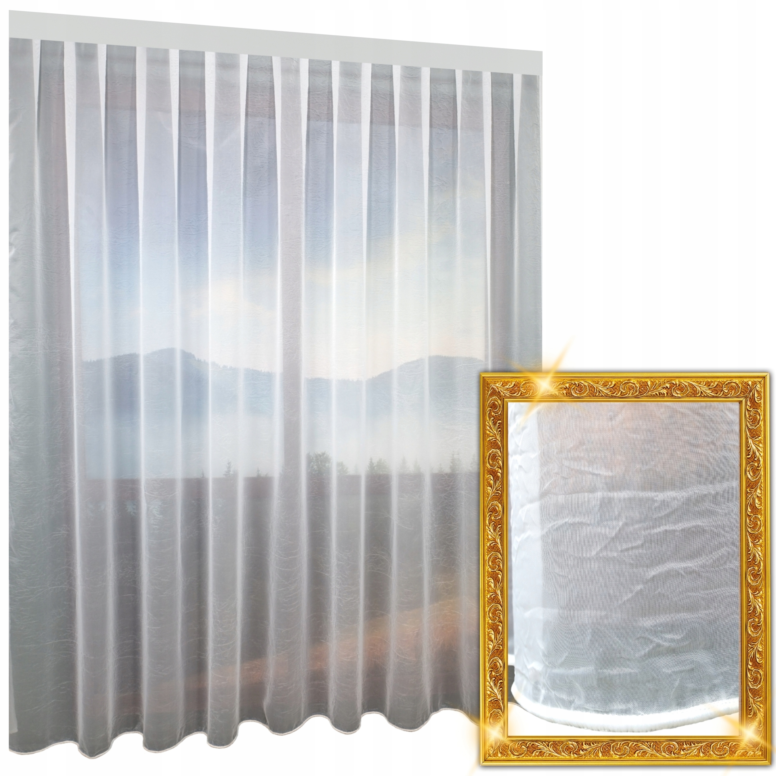 Hotová Záclona Bílá Voál Kresz S Olovnicí Na Pásku Do Obývacího Pokoje 900x255