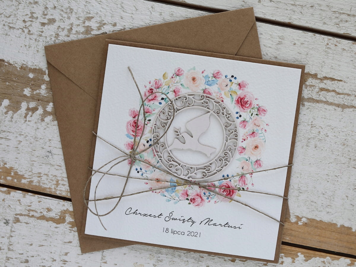 Ručně vyráběné přání na křtiny pro dívku