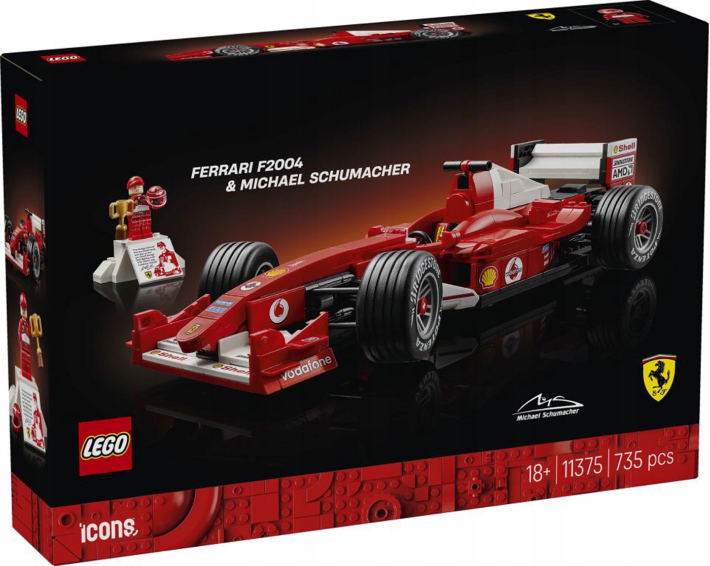 Lego Icons Ferrari F2004 A Michael Schumacher Sada Kostek 11375